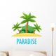 Tropical Island, Vector Nature Landscape Illustration Wall Decal