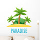 Tropical Island, Vector Nature Landscape Illustration Wall Decal