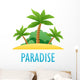 Tropical Island, Vector Nature Landscape Illustration Wall Decal