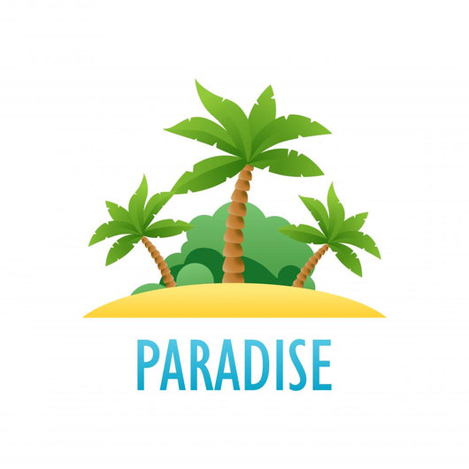 Tropical Island, Vector Nature Landscape Illustration Wall Decal