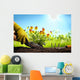 Planting Flowers in a garden Wall Mural