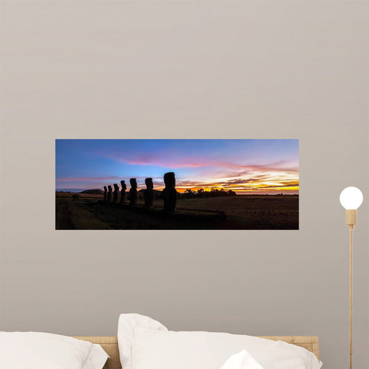 Ahu Akivi at sunset, Easter island (Rapa Naui), Chile Wall Mural