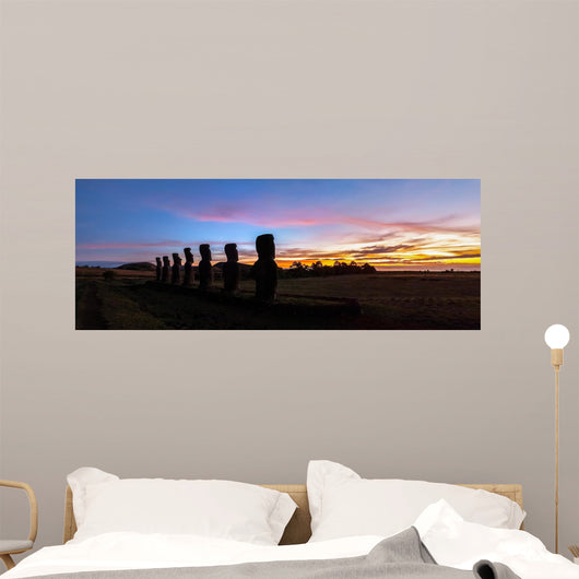 Ahu Akivi at sunset, Easter island (Rapa Naui), Chile Wall Mural