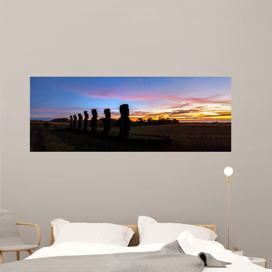 Ahu Akivi at sunset, Easter island (Rapa Naui), Chile Wall Mural