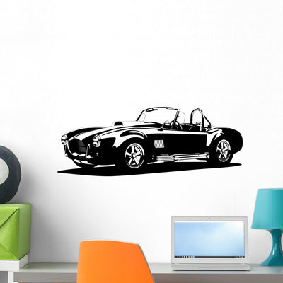 Classic Sport Silhouette Car Ac Shelby Cobra Roadster Wall Decal shown on a wall