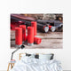 12 gauge shotgun shells with shotgun on wood surface Wall Mural