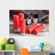12 gauge shotgun shells with shotgun on wood surface Wall Mural