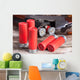 12 gauge shotgun shells with shotgun on wood surface Wall Mural