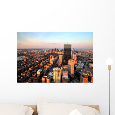 Aerial View Of Boston At Sunset Wall Decal shown on a wall