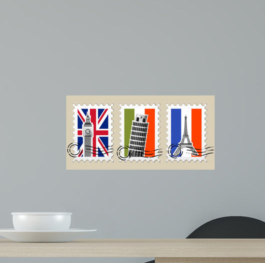 Three Postmarks with Sights Wall Decal