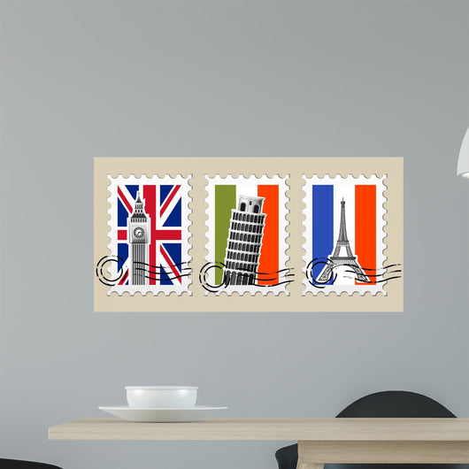 Three Postmarks with Sights Wall Decal