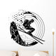 Free-rider is skiing downhill along fir trees. Wall Decal