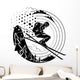 Free-rider is skiing downhill along fir trees. Wall Decal