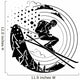 Free-rider is skiing downhill along fir trees. Wall Decal