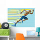 Artistic stylized running man in motion. Wall Mural