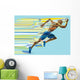 Artistic stylized running man in motion. Wall Mural