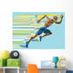 Artistic stylized running man in motion. Wall Mural