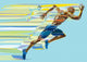 Artistic Stylized Running Man In Motion. Wall Decal