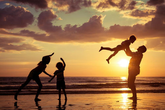 Father And Children Playing On The Beach Wall Decal 2