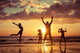 Father And Children Playing On The Beach Wall Decal