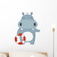 Nautical Cartoon Hippopotamus Wall Mural