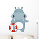 Nautical Cartoon Hippopotamus Wall Mural