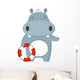 Nautical Cartoon Hippopotamus Wall Mural