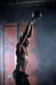 Beautiful Athlete Doing Kettlebell Swings. Profile Picture. Athl Wall Decal