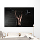 Portrait of a handsome athlete from behind. Athlete raises the b Wall Mural