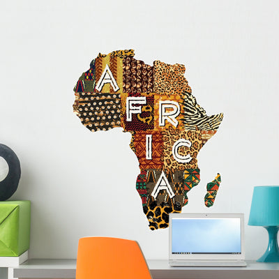 Patchwork Africa Wall Decal shown on a wall