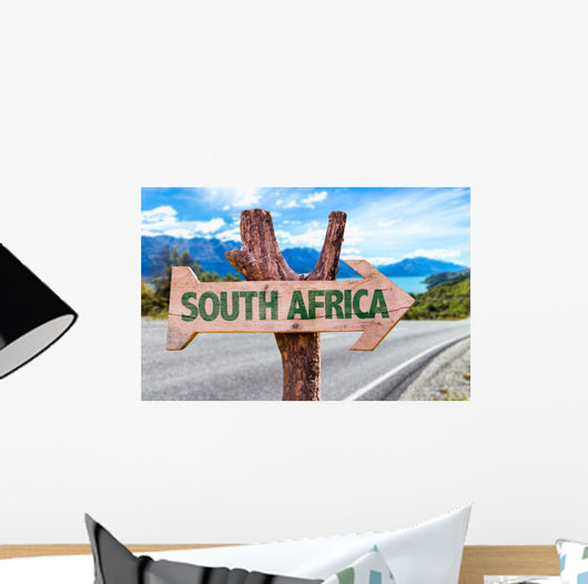 South Africa wooden sign with road background Wall Mural