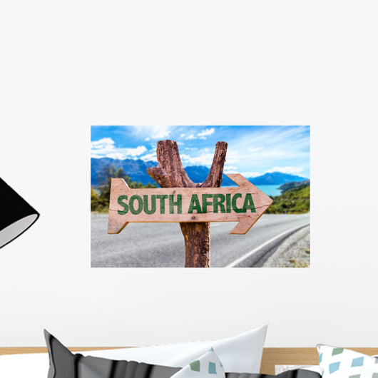 South Africa wooden sign with road background Wall Mural