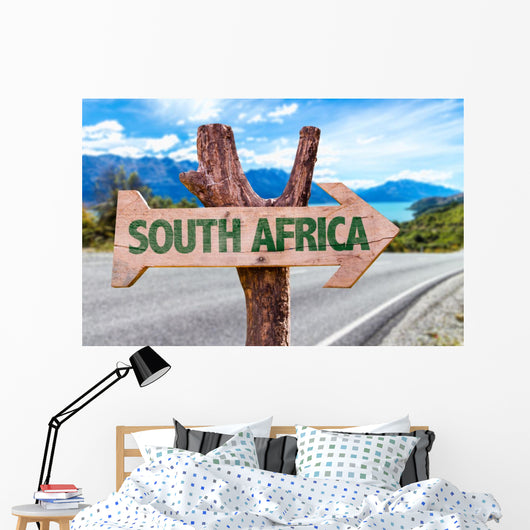 South Africa wooden sign with road background Wall Mural