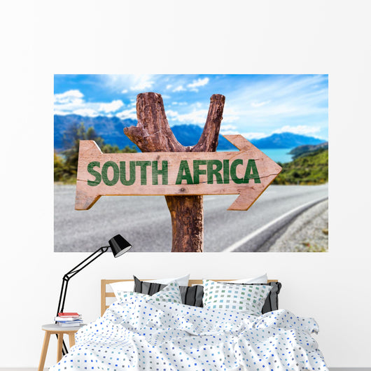 South Africa wooden sign with road background Wall Mural