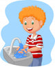 Cartoon Boy Washing Hand Wall Decal
