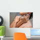 girl cleaning her body with shower cream Wall Mural