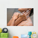 girl cleaning her body with shower cream Wall Mural