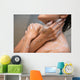girl cleaning her body with shower cream Wall Mural