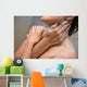 girl cleaning her body with shower cream Wall Mural