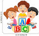 Children reading book and sitting on alphabet blocks Wall Decal