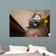 cat with a bouquet at the feet of mistress Wall Mural