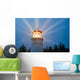 Lighthouse Beams Illumination Into Rain Storm Maritime Nautical Wall Mural