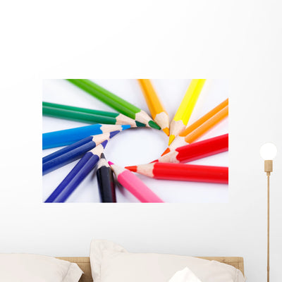 Color Pencils Isolated On White Background Wall Decal shown on a wall