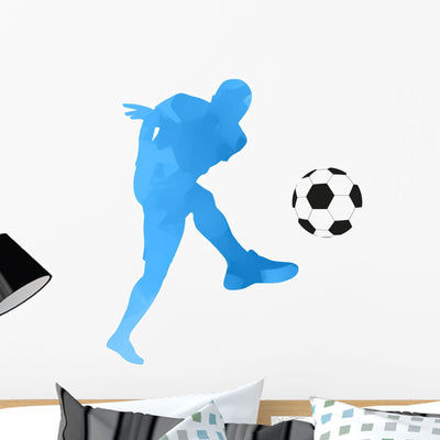 Abstract Vector Blue Football Wall Decal shown on a wall