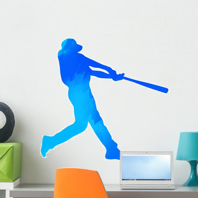 Baseball Player Wall Decal shown on a wall