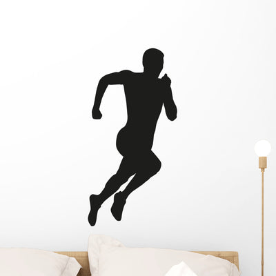 Vector Runner Silhouette Wall Decal shown on a wall