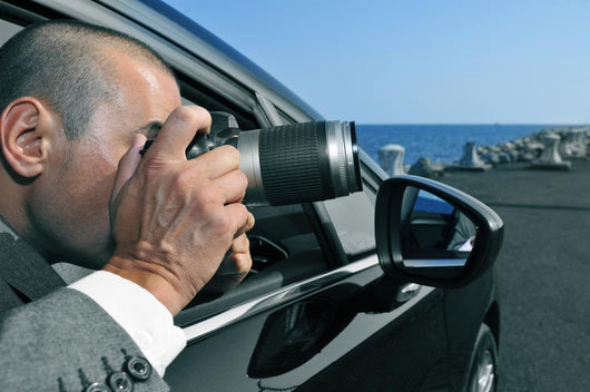 Detective Or Paparazzi Taking Photos From Inside A Car Wall Decal