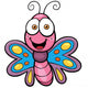 Vector Illustration Of Butterfly Cartoon Wall Decal