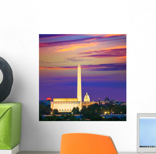 Washington Monument Capitol and Lincoln memorial Wall Mural