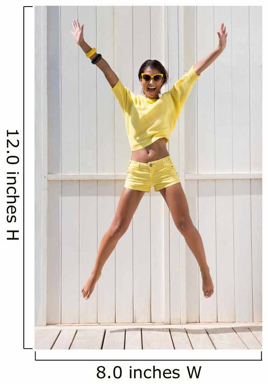 Happy Woman Jumping Wall Mural